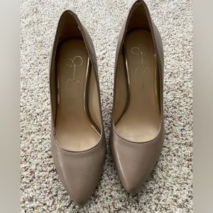 Jessica Simpson nude wedge heels